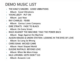 Nick's Demo Music List